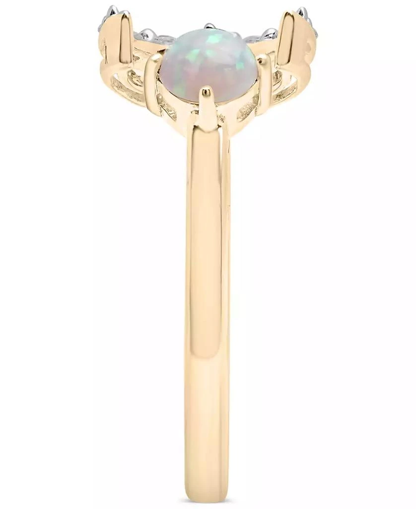 商品Macy's|Lab-Created Opal (1/10 ct. t.w.) & Lab-Created White Sapphire (3/8 ct. t.w.) Crescent Moon Cuff Ring in 14k Gold-Plated Sterling Silver,价格¥1337,第4张图片详细描述