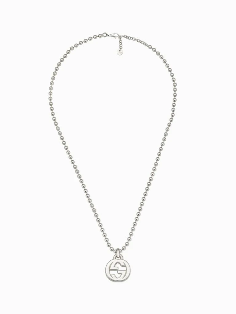 商品Gucci|Interloking Gucci necklace in silver with GG pendant and ball chain,价格¥2909,第1张图片