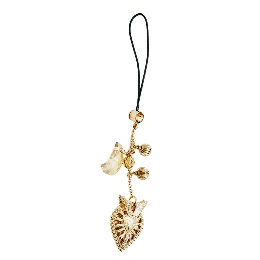 商品[二手商品] Dior|Dior Gold Tone Heart & Crystal Moon Phone Charm,价格¥1091,第2张图片详细描述