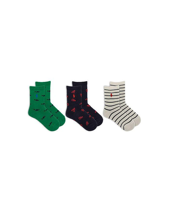 商品Ralph Lauren|Boys' Lobster Critter Crew Socks, 3 Pairs - Little Kid, Big Kid,价格¥134,第1张图片