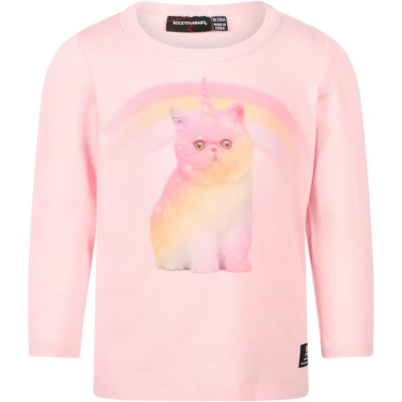 商品Rock Your Baby|Cosmic kitten long sleeved t shirt in pink,价格¥656,第1张图片