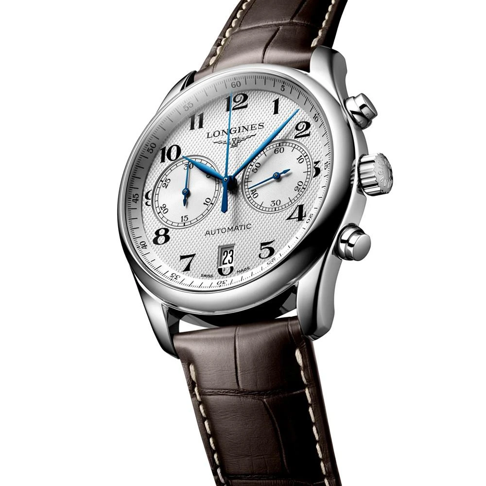 商品Longines|Men's Swiss Automatic Chronograph Master Brown Alligator Leather Strap Watch 40mm L26294783,价格¥22443,第2张图片详细描述