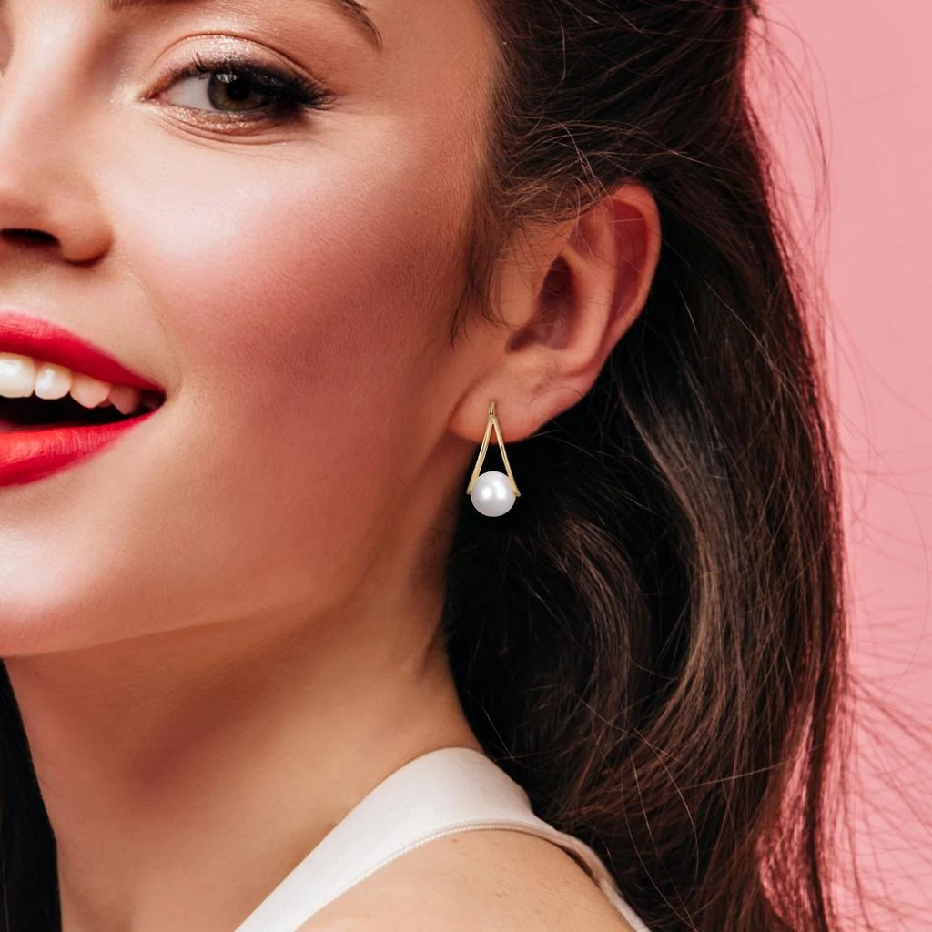 商品Mimi & Max|Mimi & Max 8-8.5mm Cultured Freshwater Pearl Earrings in 14k Yellow Gold,价格¥573,第4张图片详细描述
