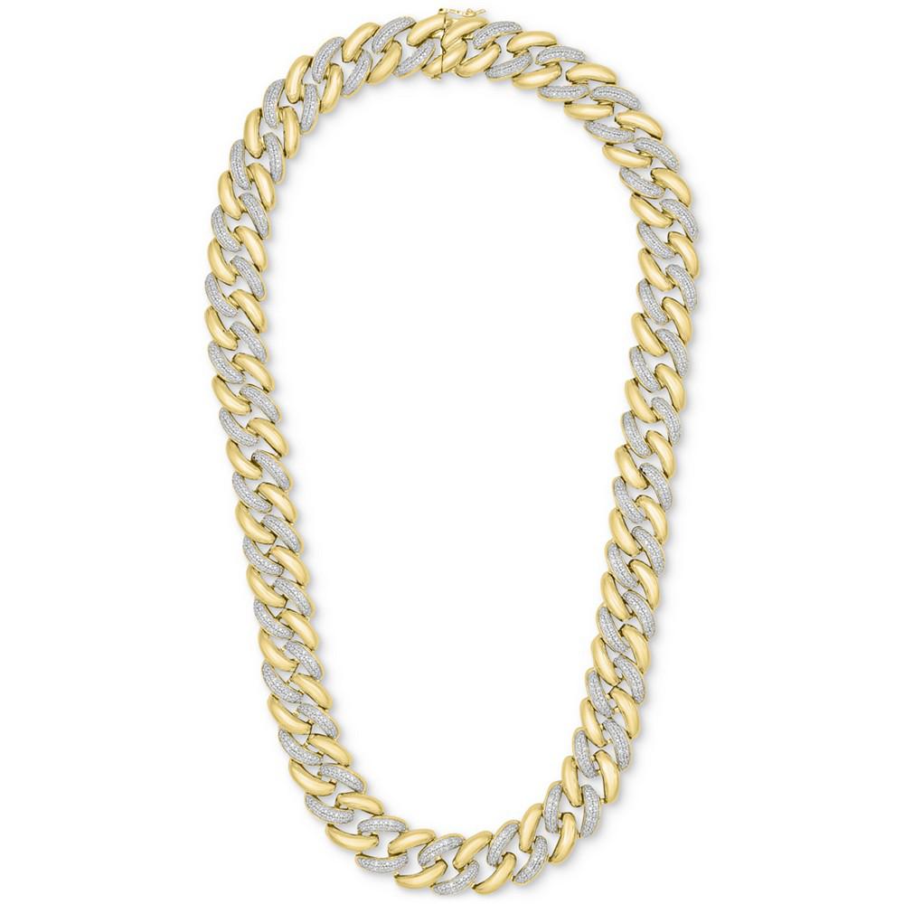 Men's Diamond Pavé Wide Link 24" Chain Necklace (1/2 ct. t.w.)商品第3张图片规格展示