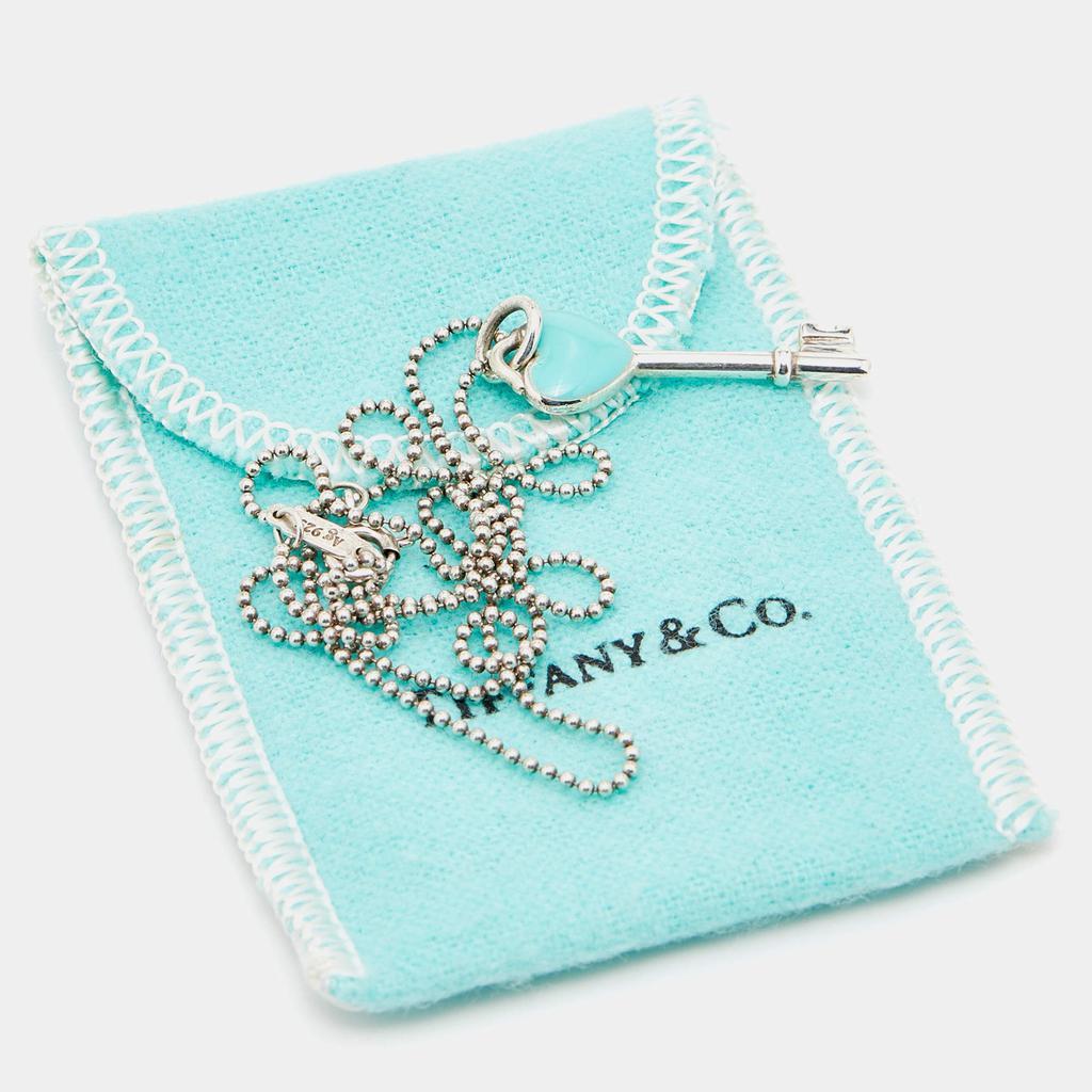 商品[二手商品] Tiffany & Co.|Tiffany & Co. Sterling Silver Blue Enamel Heart Key Pendant Necklace,价格¥2996,第7张图片详细描述