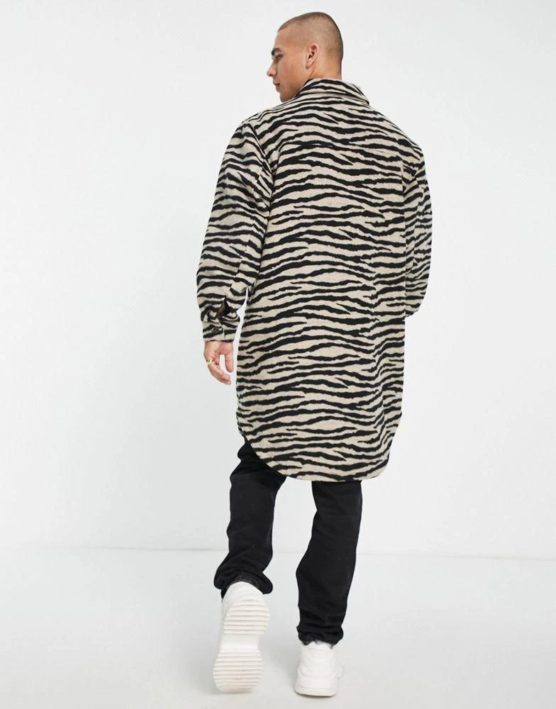 商品ASOS|ASOS DESIGN longline shacket in brown tiger print ,价格¥286,第2张图片详细描述