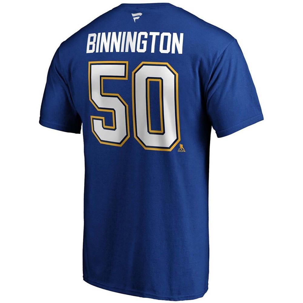 商品Majestic|Fanatics Branded Men's Jordan Binnington Blue St. Louis Blues Team Authentic Stack Name & Number T-Shirt,价格¥179,第5张图片详细描述