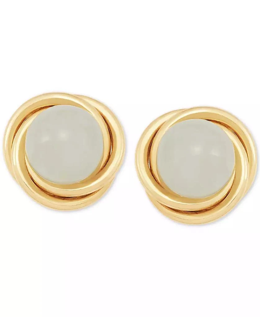 商品Macy's|Jade (6mm) Button Knot Stud Earrings in 10k Gold,价格¥515,第1张图片