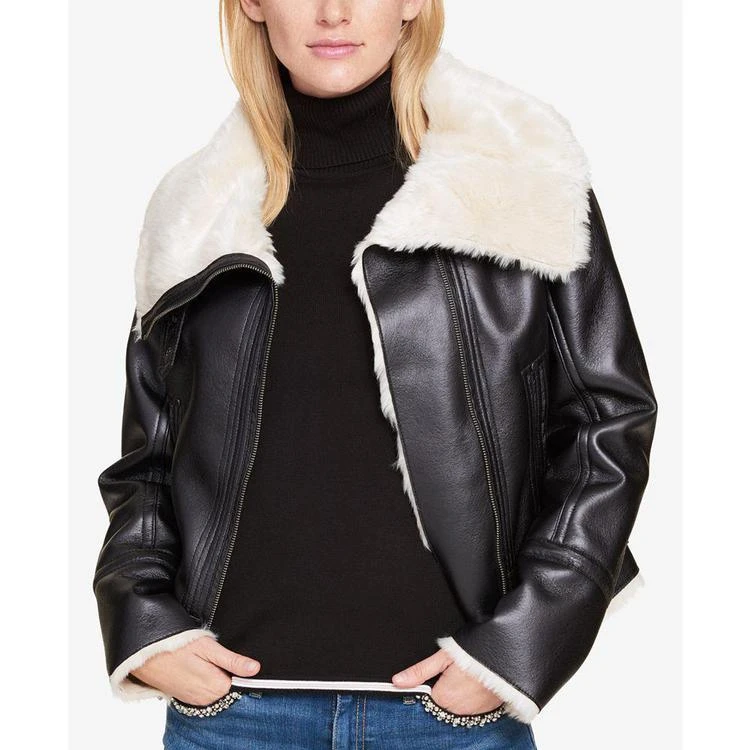 商品Tommy Hilfiger|Faux-Fur-Trim Moto Jacket, Created for Macy's,价格¥430,第2张图片详细描述