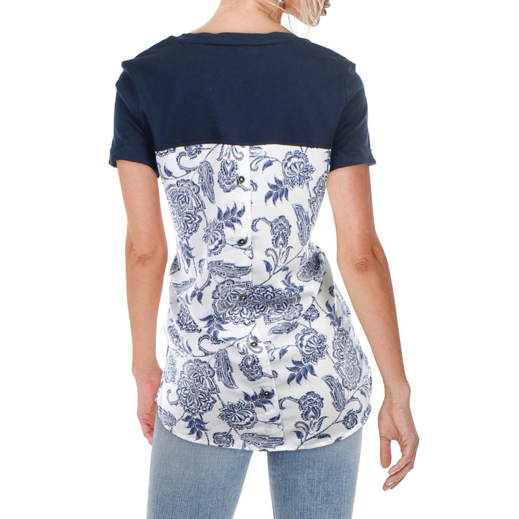 Tommy Hilfiger Womens Mixed Media Printed T-Shirt商品第4张图片规格展示