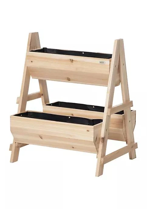商品Outsunny|Raised Garden Bed 2 Tier Planter Box With Stand Nonwoven Fabric For Vegetables Herbs Flowers 26 X 22 X 31 Natural,价格¥1259,第2张图片详细描述
