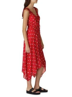 商品The Kooples|Polka Dot Handkerchief Hem Ruffle Midi Dress,价格¥712,第3张图片详细描述