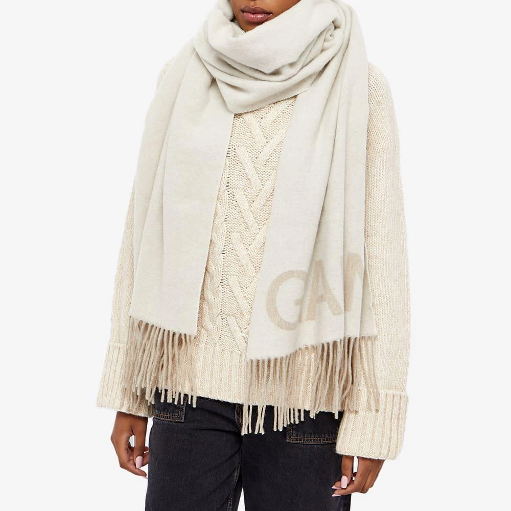 商品Ganni|GANNI Fringed Wool Logo Scarf,价格¥669,第2张图片详细描述