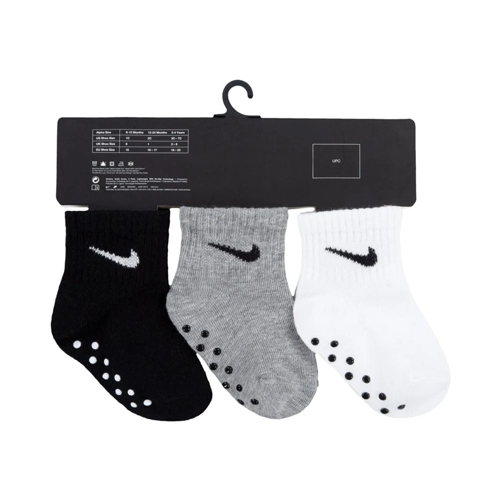 商品NIKE|Baby Boys Core Swoosh Gripper Socks, Pack of 3,价格¥55,第2张图片详细描述
