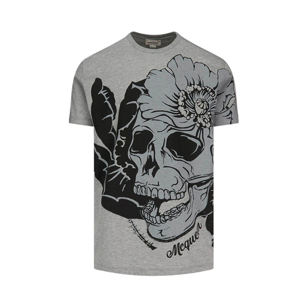 商品[国内直发] Alexander McQueen|ALEXANDER MCQUEEN 灰色男士T恤 626674-QPZ59-0902,价格¥1024,第1张图片