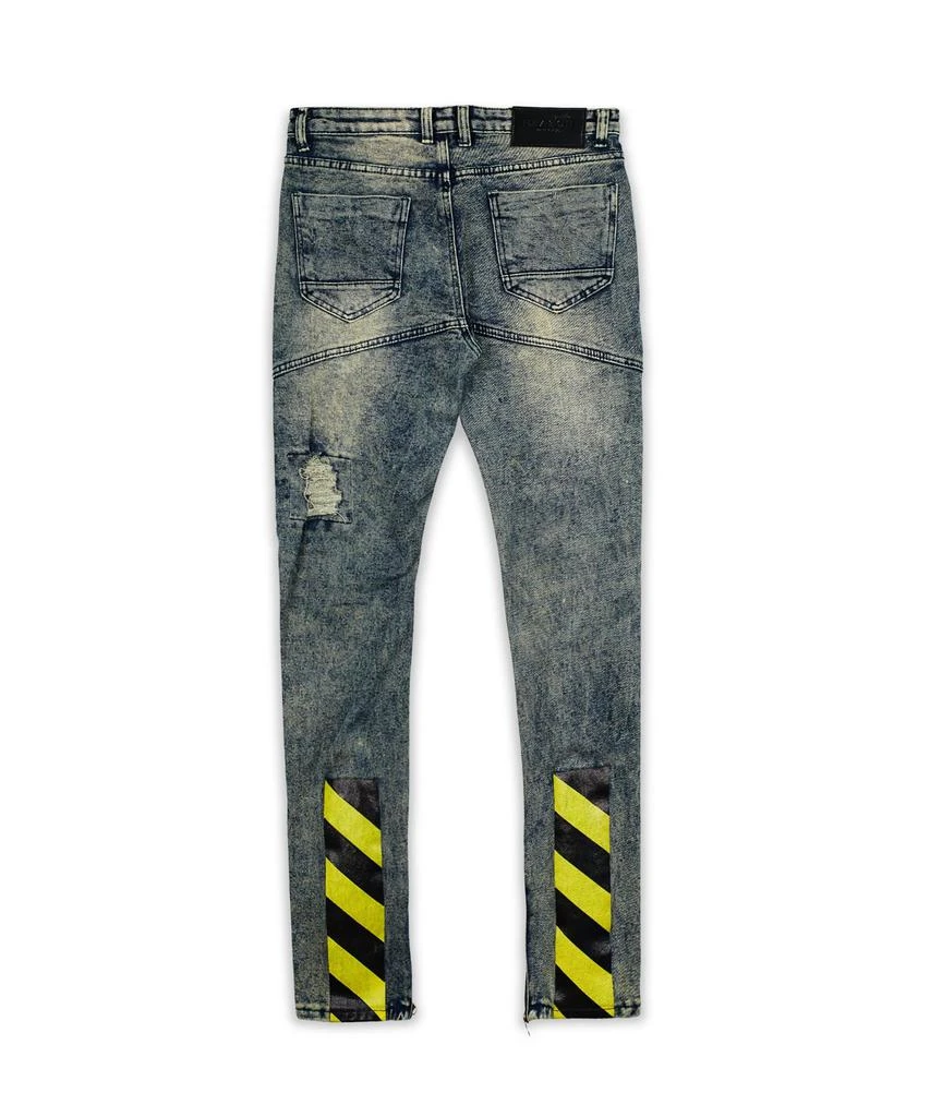 商品Reason Clothing|Crazed Distressed Graphic Print Zipper Jeans,价格¥187,第3张图片详细描述