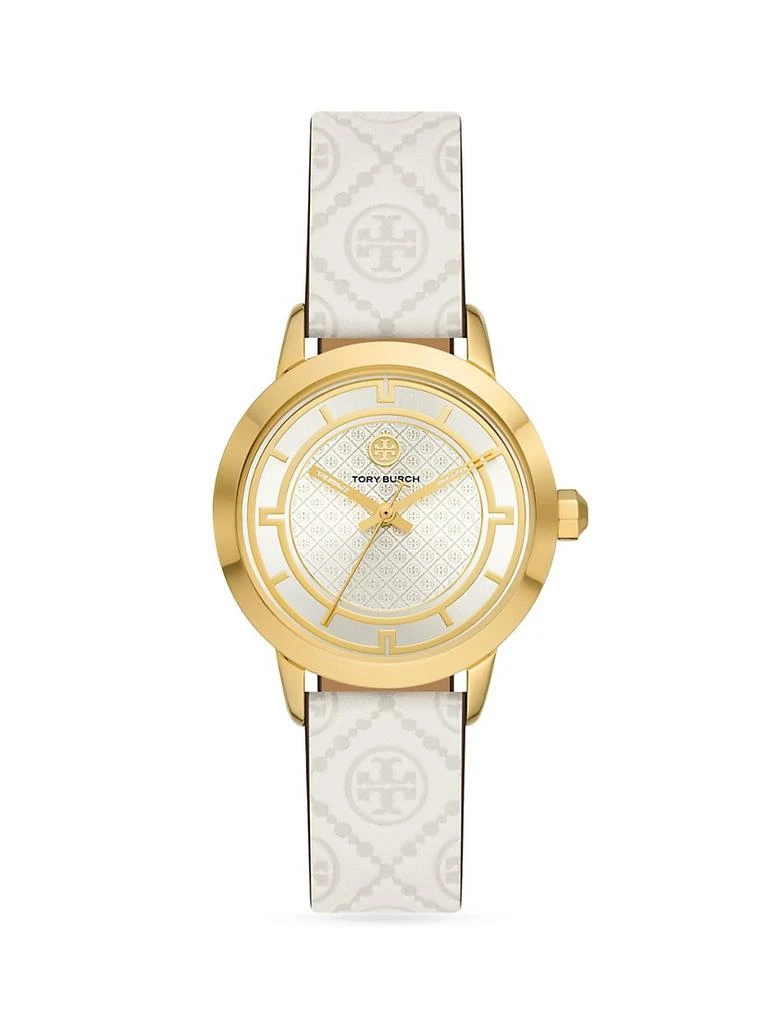 商品Tory Burch|Tory Goldtone Stainless Steel & Leather Strap Watch,价格¥1861,第1张图片