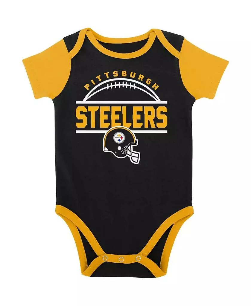 商品Outerstuff|Baby Boys and Girls Black, Gold Pittsburgh Steelers Home Field Advantage Three-Piece Bodysuit, Bib and Booties Set,价格¥240,第4张图片详细描述