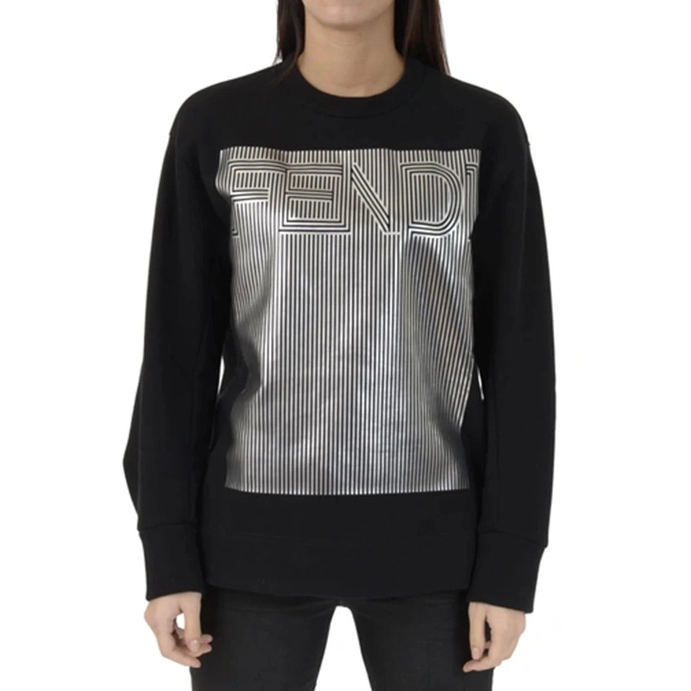 FENDI 女士黑色金属条纹徽标毛衣 FAF028-8L4-F01UQ 商品