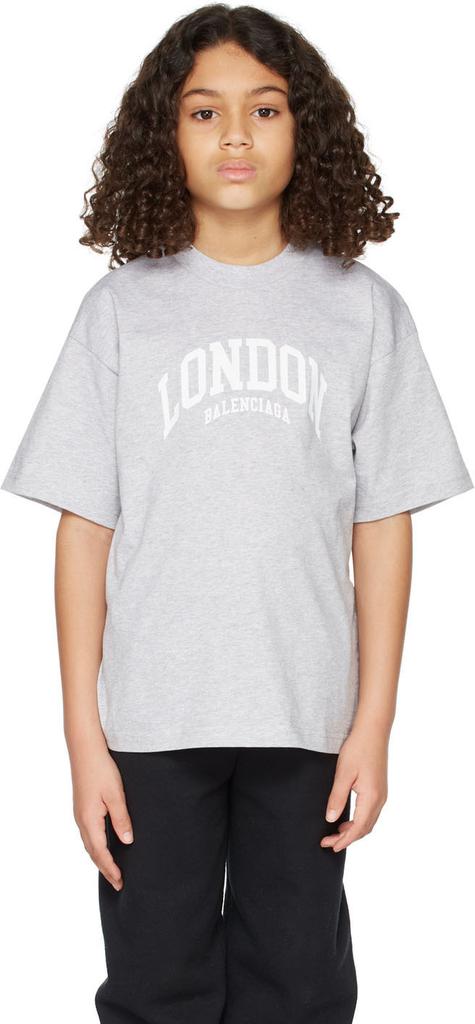 灰色 Cities London 儿童 T 恤商品第2张图片规格展示