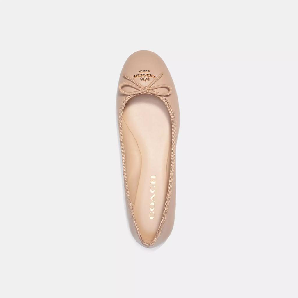 靴 COACH   ALINA LEATHER BALLET Coach Women Alina Flat Leather Ballet Shoes KHAKI SADDLE
