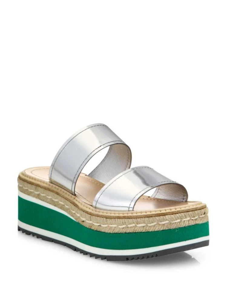 商品Prada|Metallic Leather Espadrille Platform Slides,价格¥2250,第1张图片