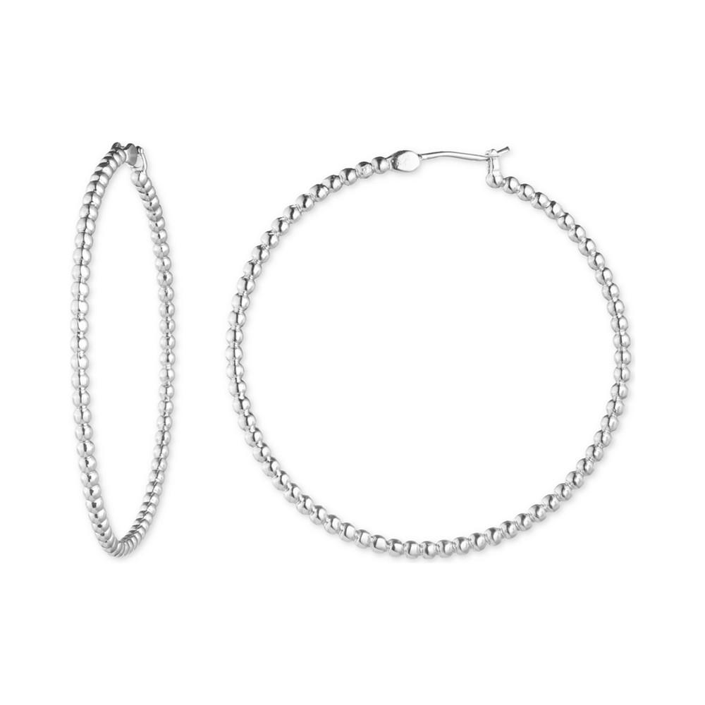 Medium Beaded Hoop Earrings in Sterling Silver, 1.8"商品第1张图片规格展示