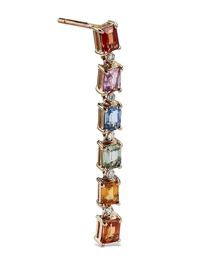商品Bloomingdale's|Rainbow Sapphire & Diamond Drop Earrings in 14K Yellow Gold - 100% Exclusive,价格¥10226,第3张图片详细描述