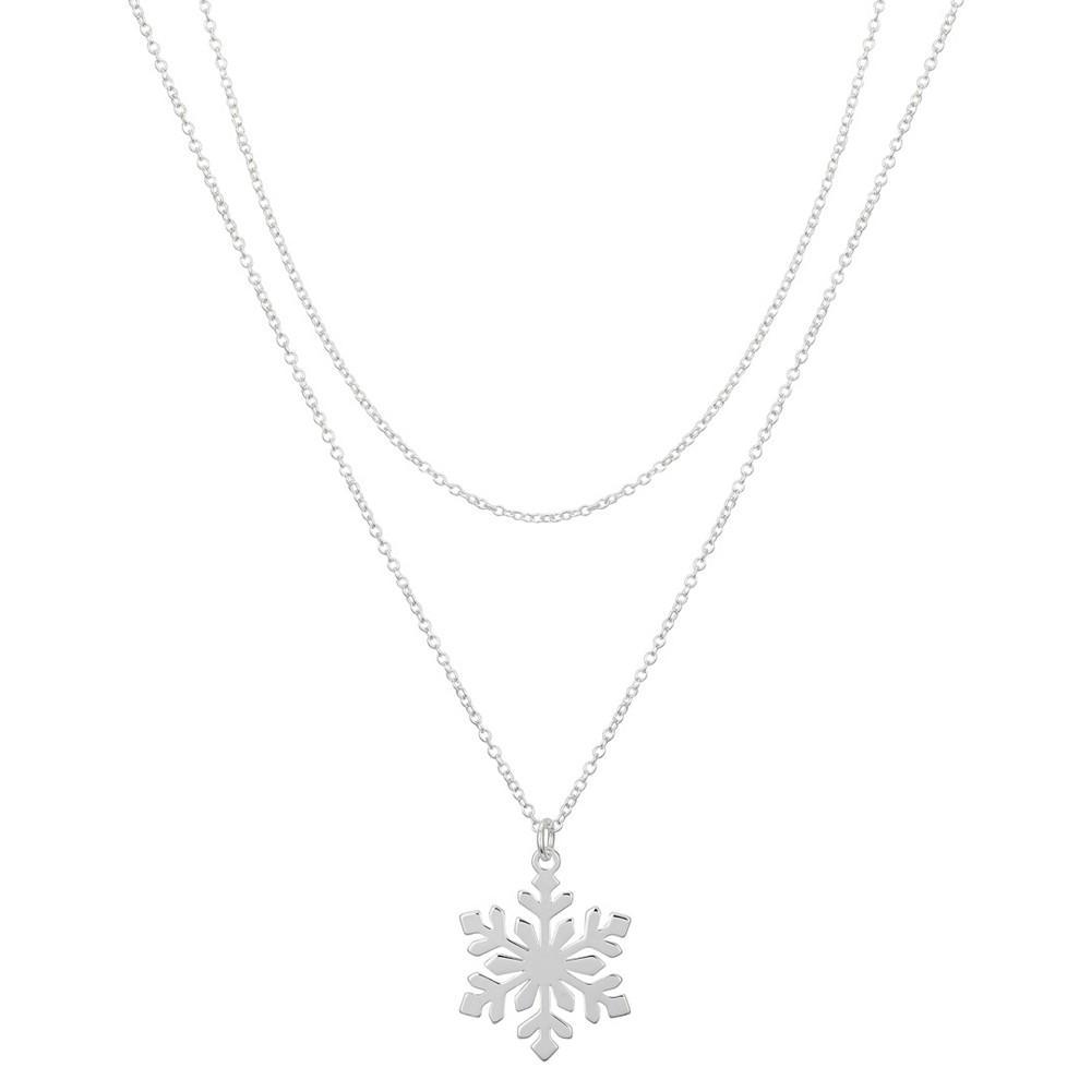 商品Unwritten|Silver Plated Snowflake Pendant Faux Layered Necklace,价格¥144,第1张图片