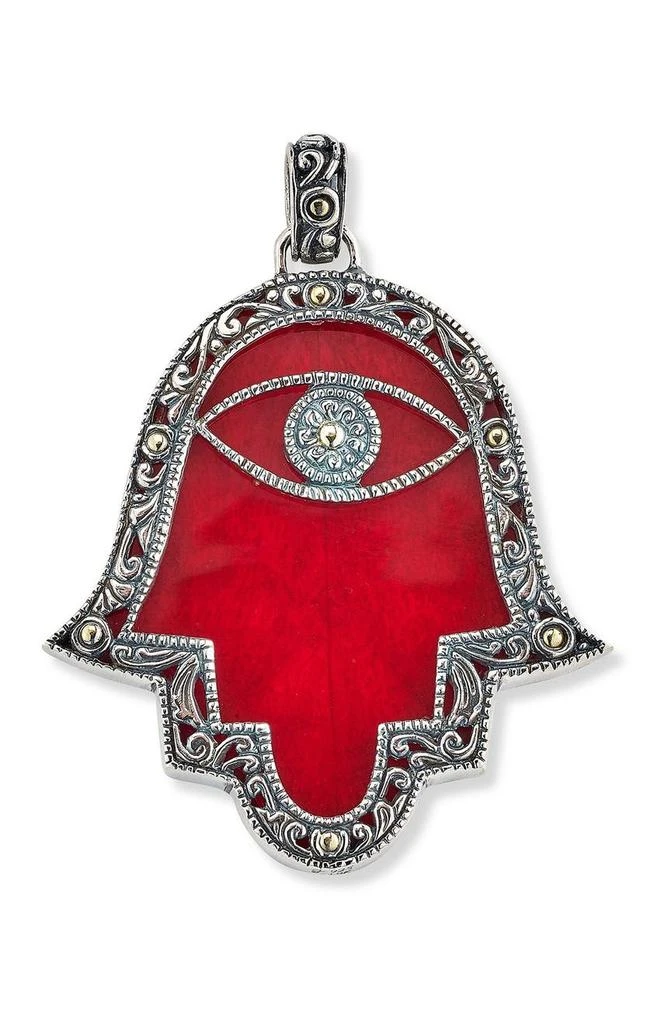 商品SAMUEL B.|Sterling Silver & 18K Yellow Gold Coral Evil Eye Hamsa Pendant,价格¥738,第1张图片