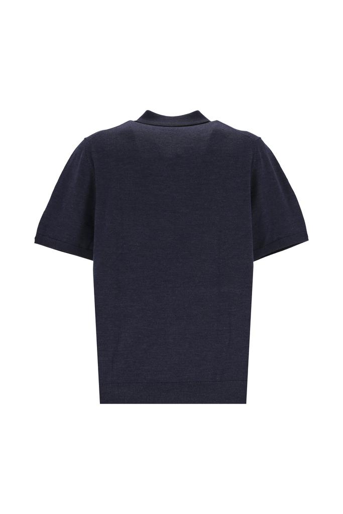 Monogram motif wool-silk-cashmere polo shirt featuring blue商品第3张图片规格展示