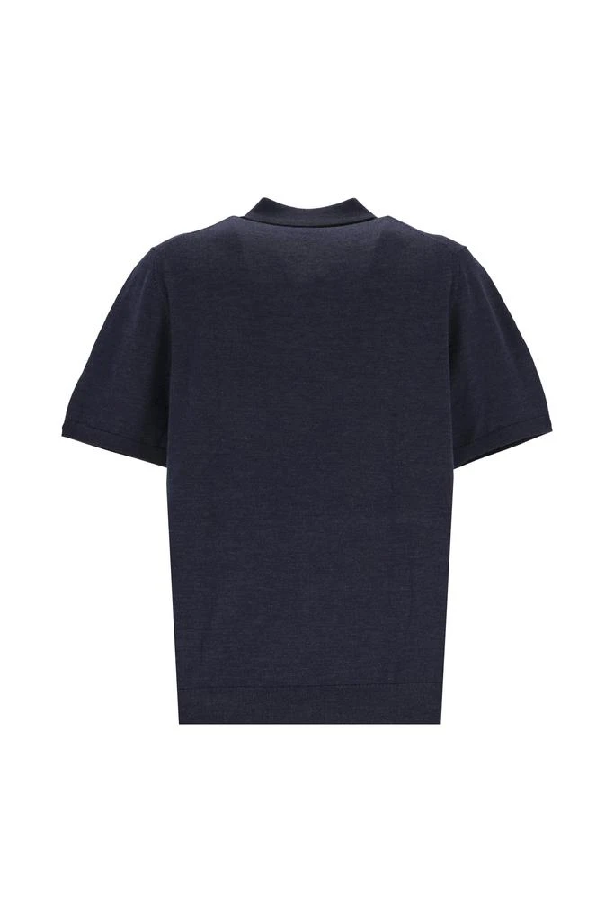 商品Burberry|Monogram motif wool-silk-cashmere polo shirt featuring blue,价格¥3650,第3张图片详细描述