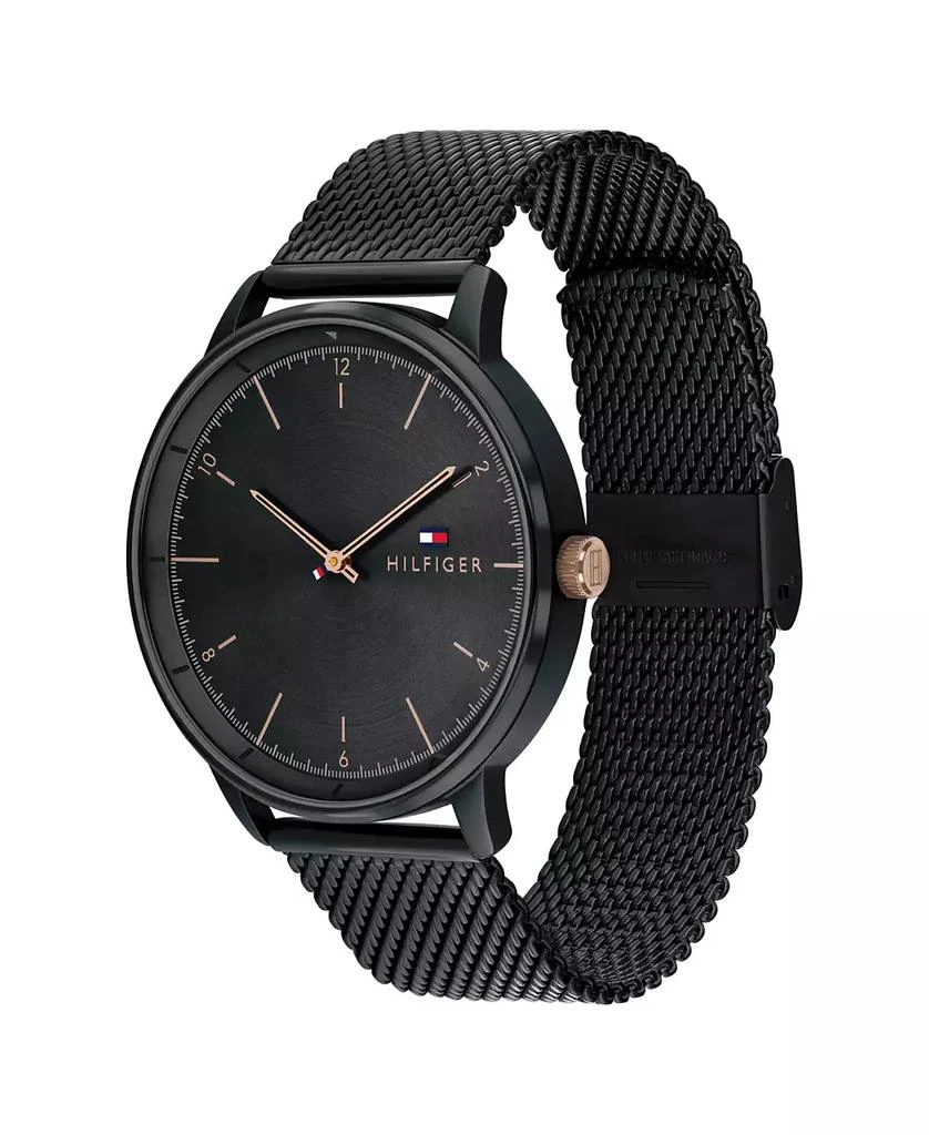 商品Tommy Hilfiger|Men's Black Stainless Steel Mesh Bracelet Watch 43mm,价格¥815,第3张图片详细描述