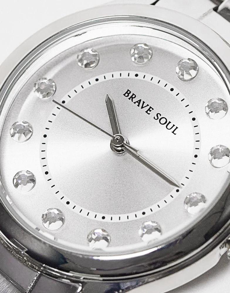 商品Brave Soul|Brave Soul chunky bracelet watch with diamante face detail in silver,价格¥188,第3张图片详细描述