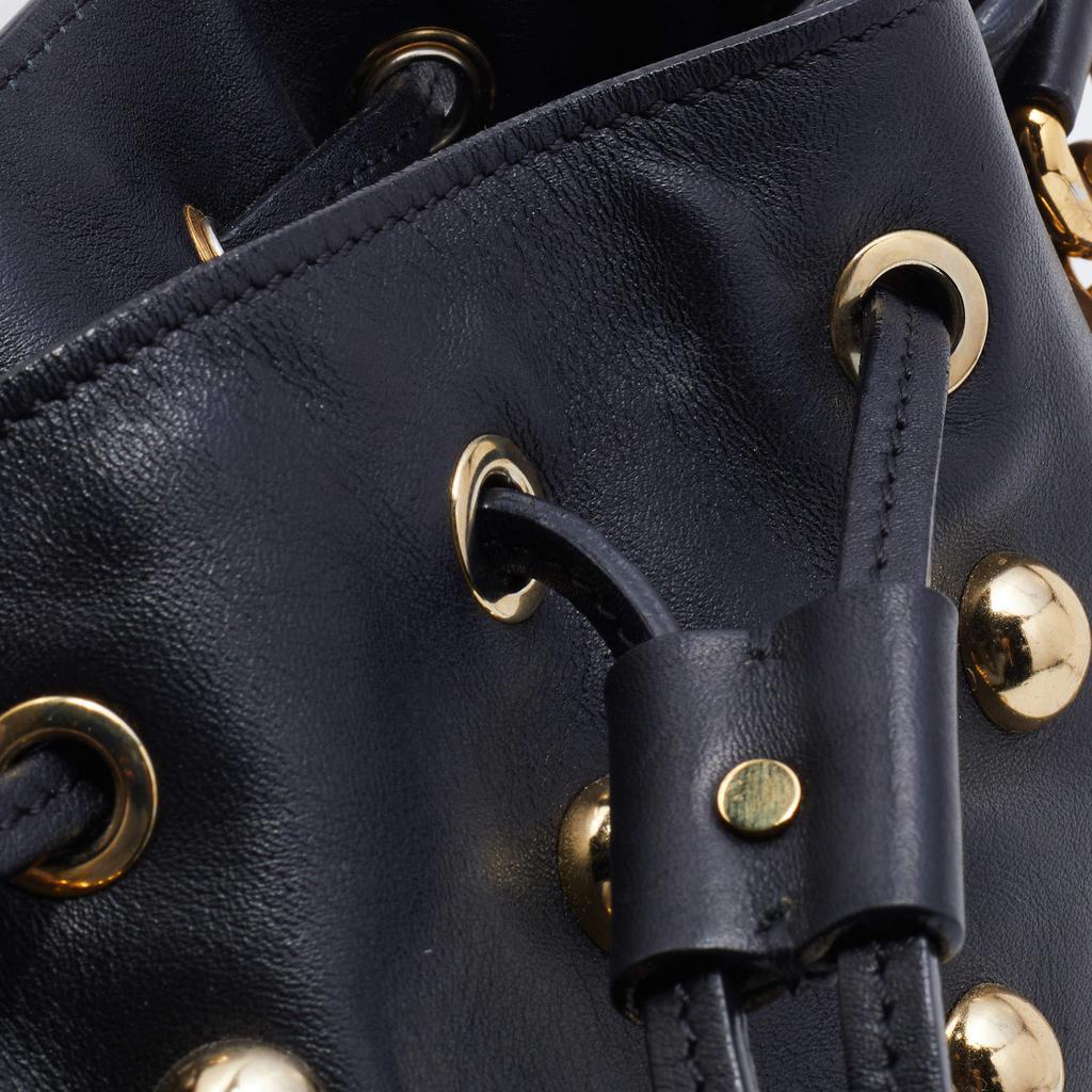 商品[二手商品] Moschino|Moschino Black Leather Studded Drawstring Bucket Bag,价格¥3329,第7张图片详细描述
