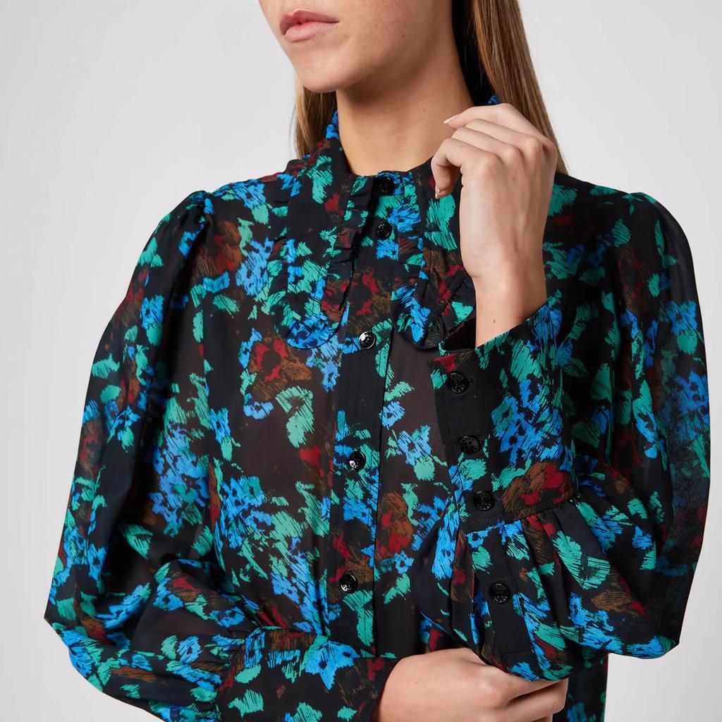 商品Ganni|Ganni Women's Printed Light Crepe Shirt - Meadow Azure Blue,价格¥462,第6张图片详细描述
