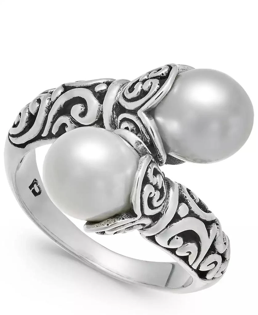 商品Macy's|Cultured Freshwater Pearl (8-1/2mm) Scrollwork Bypass Ring in Sterling Silver,价格¥524,第1张图片