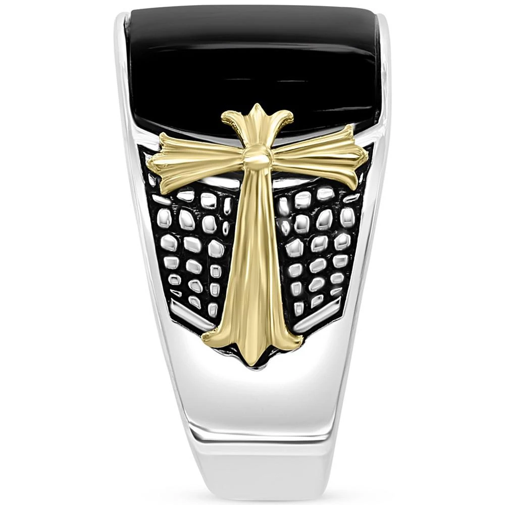 商品Effy|EFFY® Men's Onyx Cross Ring in Sterling Silver & 18k Gold-Plate,价格¥1671,第3张图片详细描述