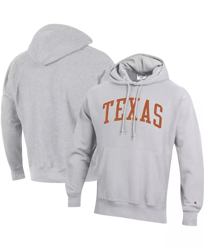 商品CHAMPION|Men's Heathered Gray Texas Longhorns Team Arch Reverse Weave Pullover Hoodie,价格¥498,第1张图片