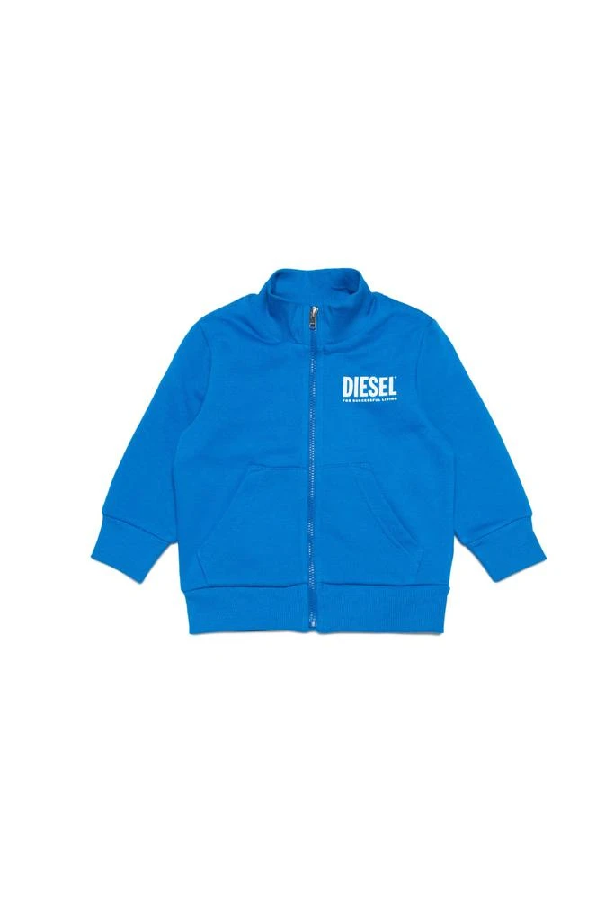 商品Diesel|Solib Sweat-shirt  Blue Cotton Sweatshirt With Zip And Extra-large Logo,价格¥578,第1张图片