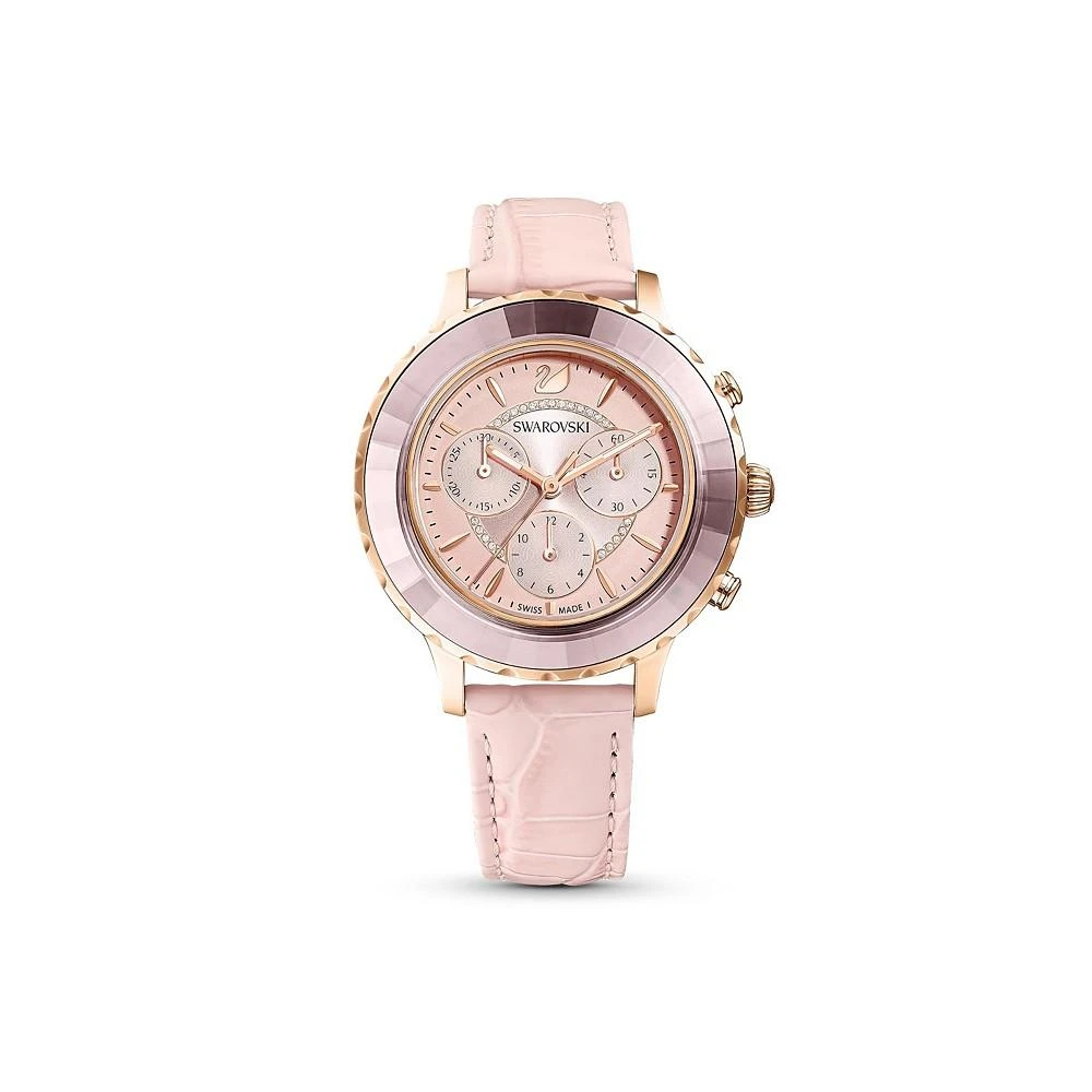 商品Swarovski|Octea Lux Chrono Pink Leather Strap Watch, 38.1mm,价格¥3221,第1张图片