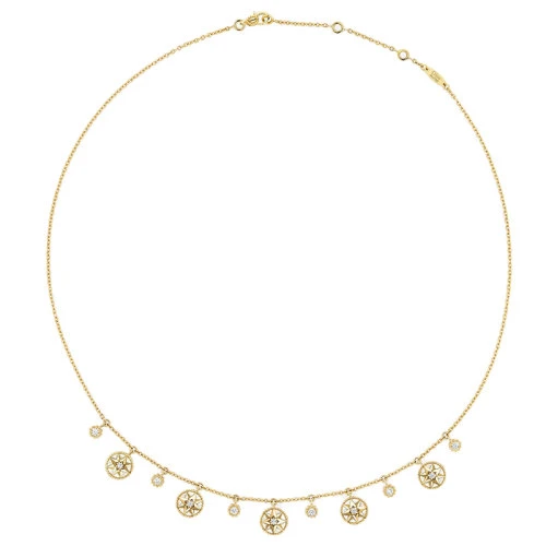商品Dior|DIOR/迪奥 Rose des vents罗盘系列 18K金黄金镶嵌钻和白色珍珠贝母八角星罗盘项链 JRDV95129_0000,价格¥51702,第1张图片