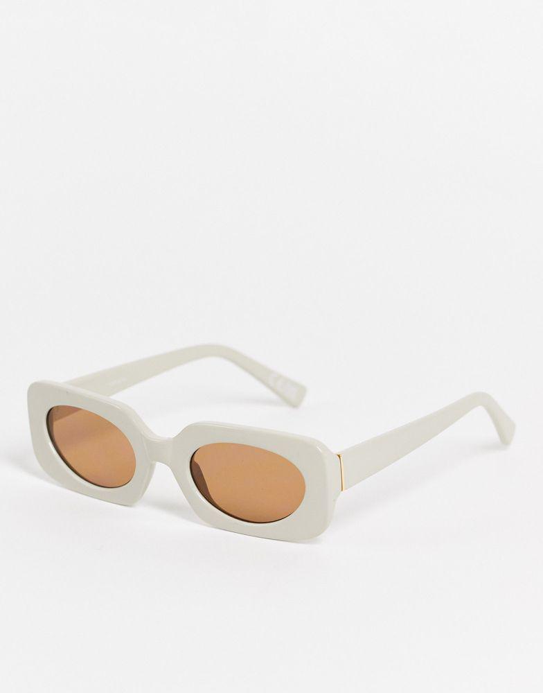 商品ASOS|ASOS DESIGN mid square sunglasses with tonal lens in beige,价格¥65,第1张图片