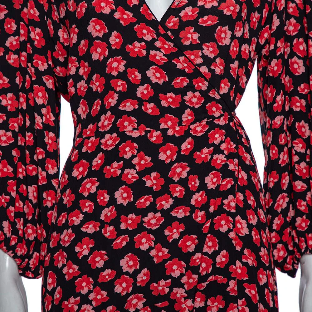 商品[二手商品] Ganni|Ganni Black Floral Printed Crepe Balloon Sleeve Detail Wrap Dress M,价格¥763,第4张图片详细描述