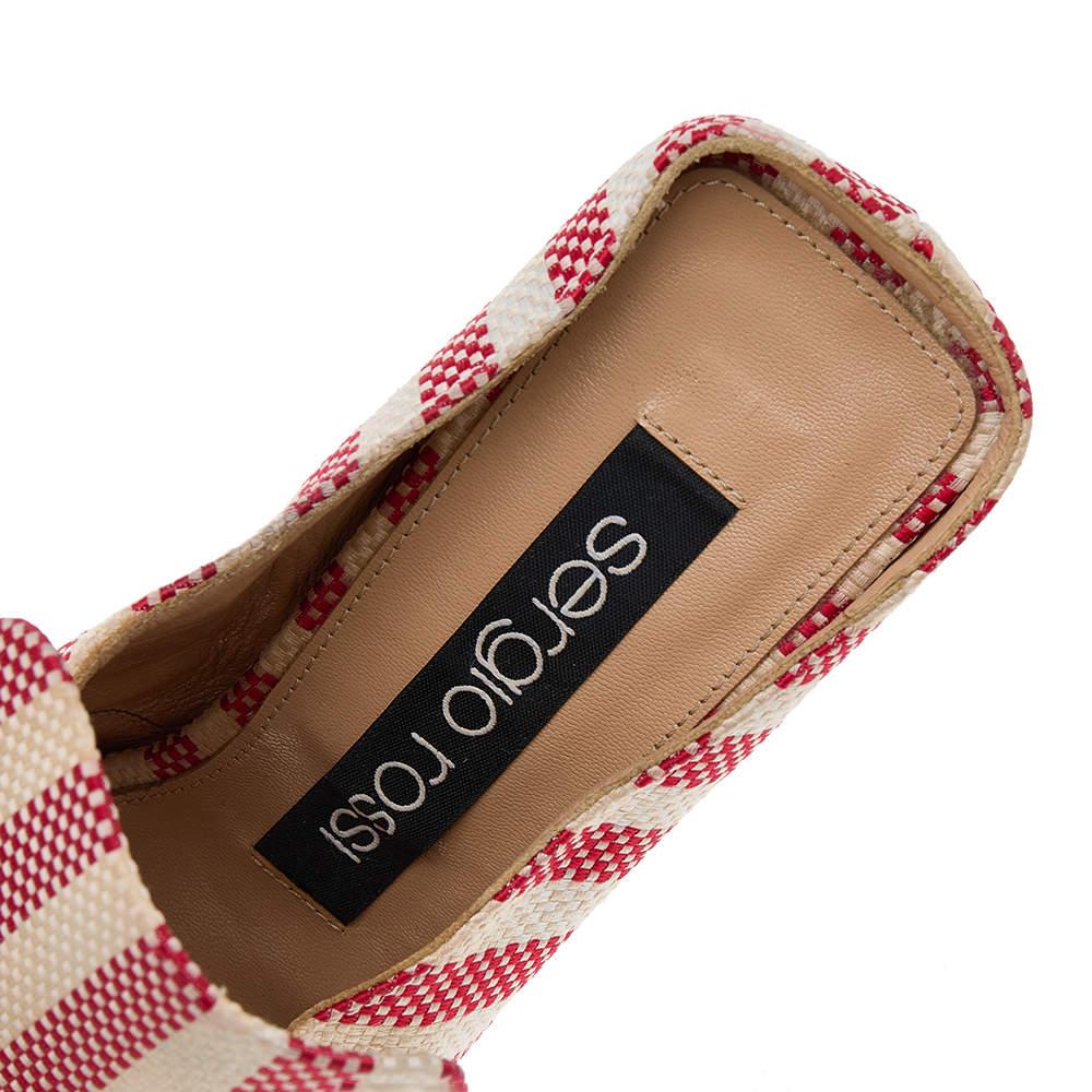 Sergio Rossi Multicolor Striped Fabric Slide Sandals Size 36商品第7张图片规格展示