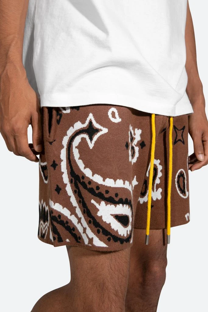 商品MNML|Paisley Knit Shorts - Brown,价格¥360,第2张图片详细描述