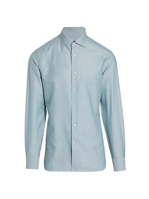 商品Zegna|Crossover Textured Long-Sleeve Shirt,价格¥2174,第1张图片
