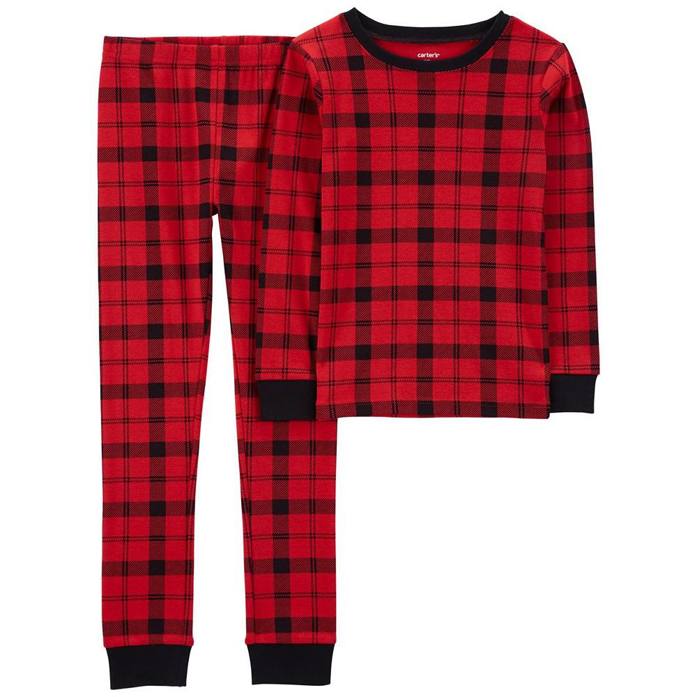 Little Kids Plaid Snug Fit Pajama, 2 Piece Set商品第1张图片规格展示