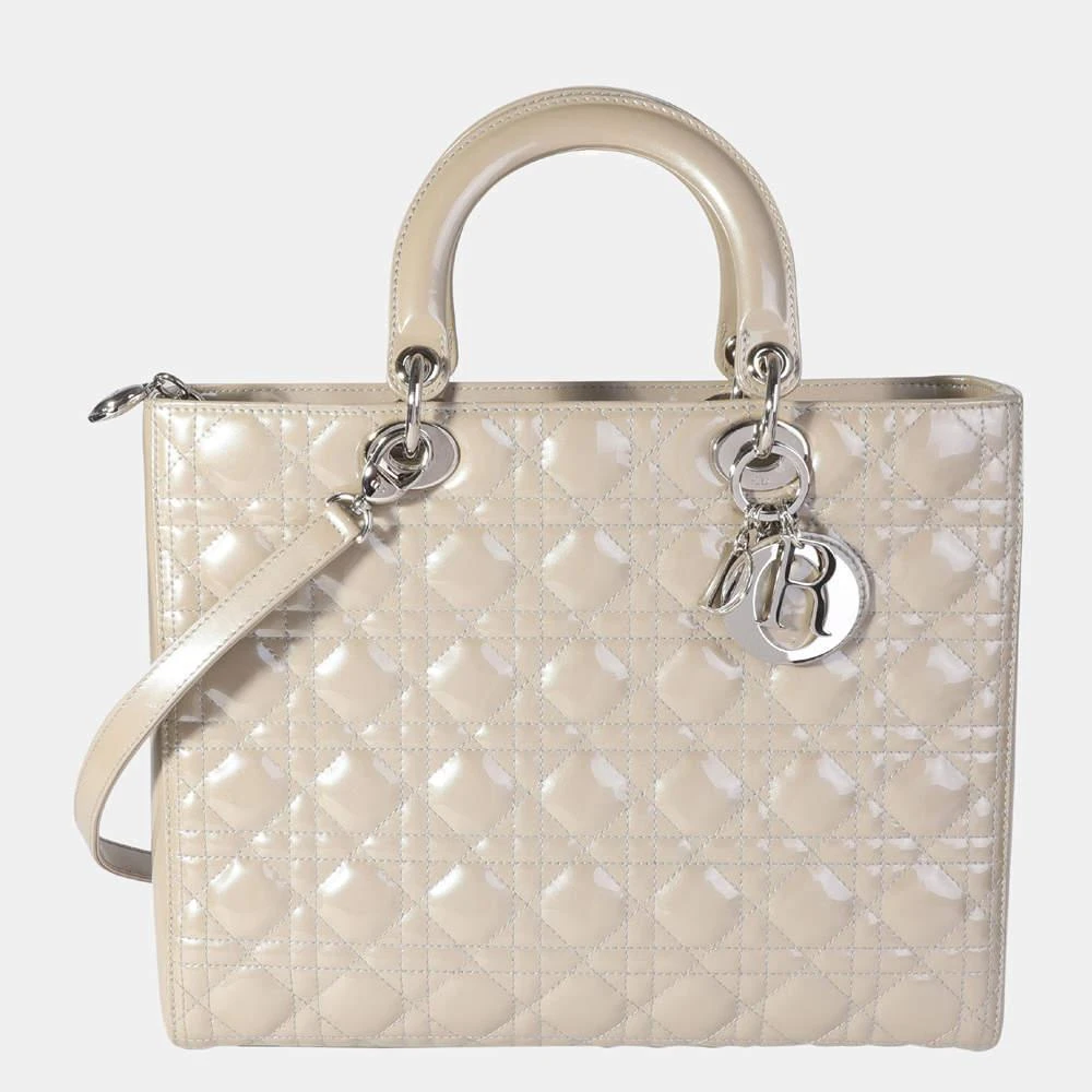 商品[二手商品] Dior|Dior Grey Cannage Patent Calfskin Leather Large Lady Dior Tote Bag ,价格¥20690,第1张图片