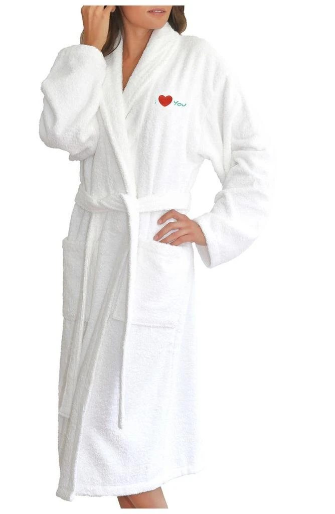 商品Linum Home Textiles|'I Love You' Embroidered White Terry Bathrobe,价格¥640,第1张图片